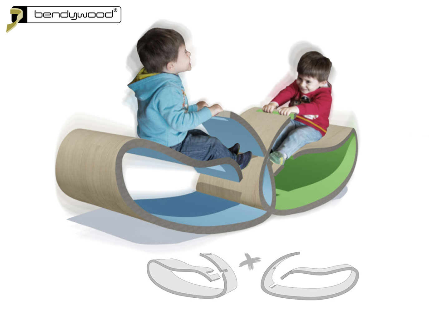 Altalena a bilico per bambini in legno massiccio pieghevole Bendywood®